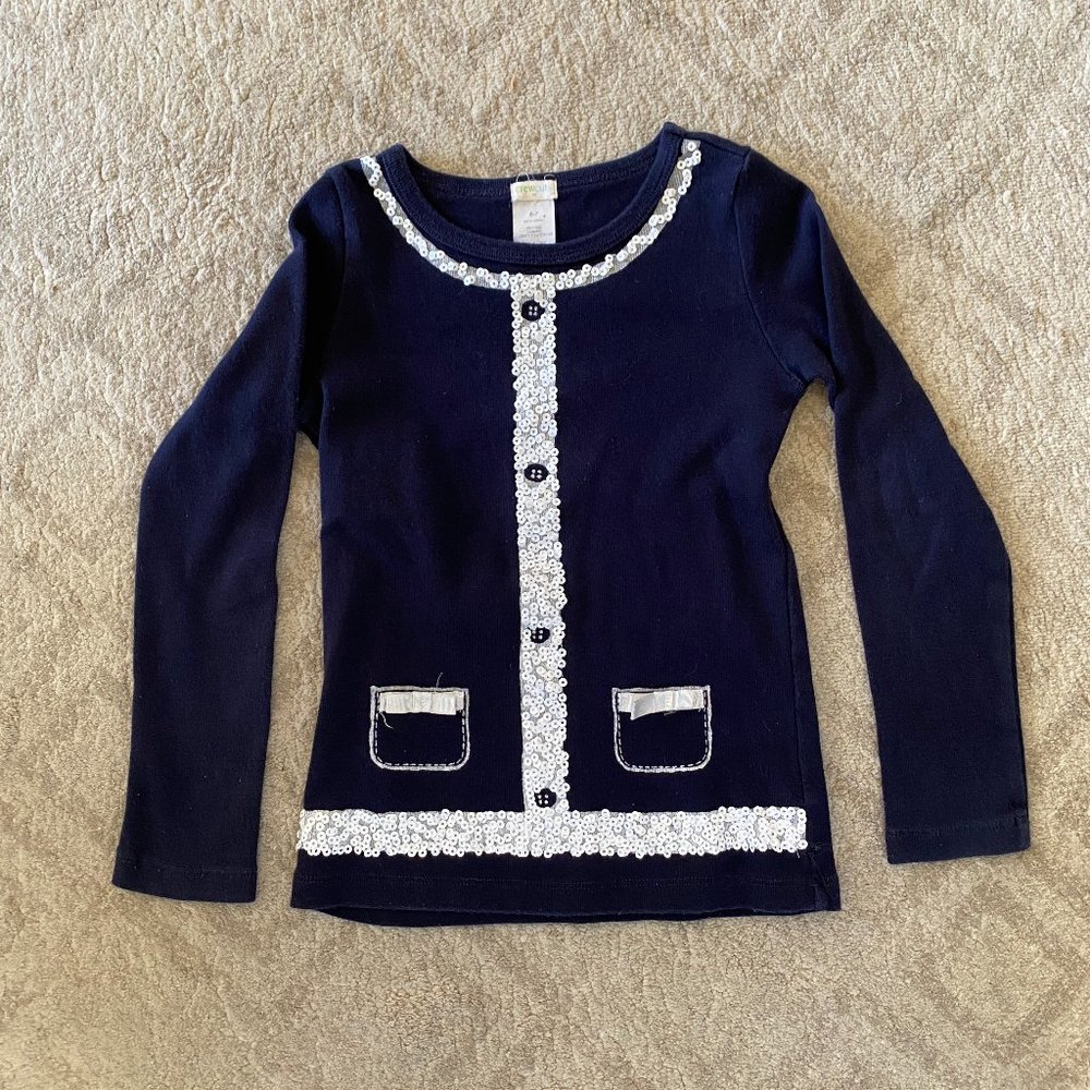 Crewcuts Navy Cardigan with White Sequins Girls Size 6 - 7